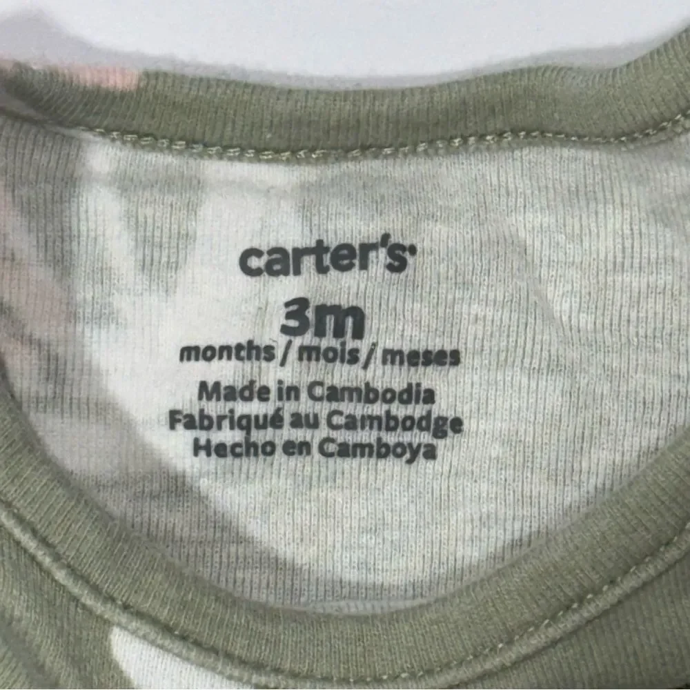 Carter's size 3 months green link swan ruffle onesie pants Baby Outfit